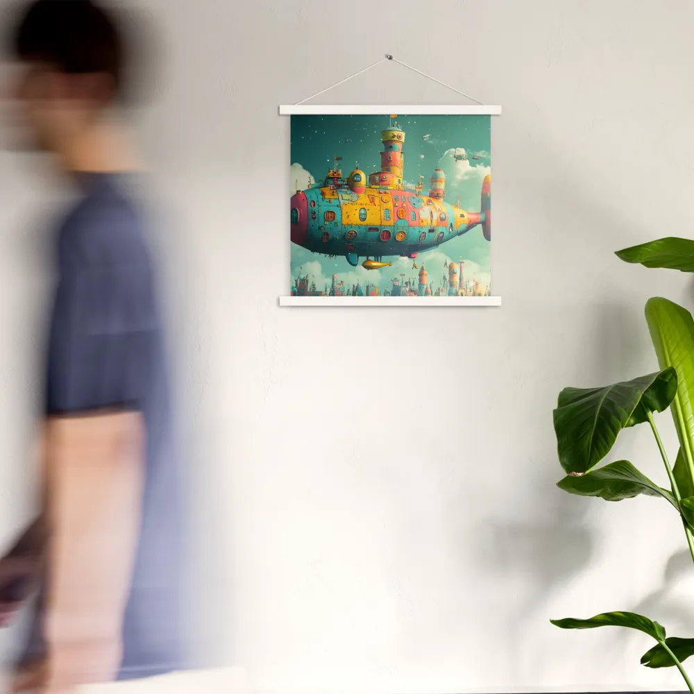 Submerged Dreams: A Whimsical Voyage | Poster With White Wood Hanger | 18″×18″