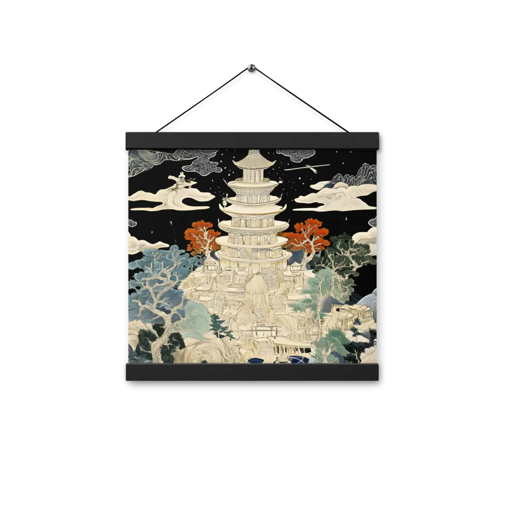 Whispers of the Pagoda | Poster With Black Wood Hanger | 12″×12″