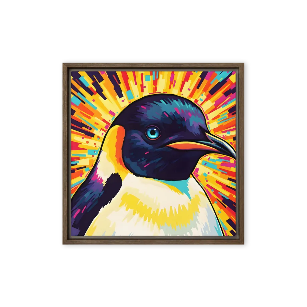 Prismatic Penguin 
 Canvas with Brown Frame