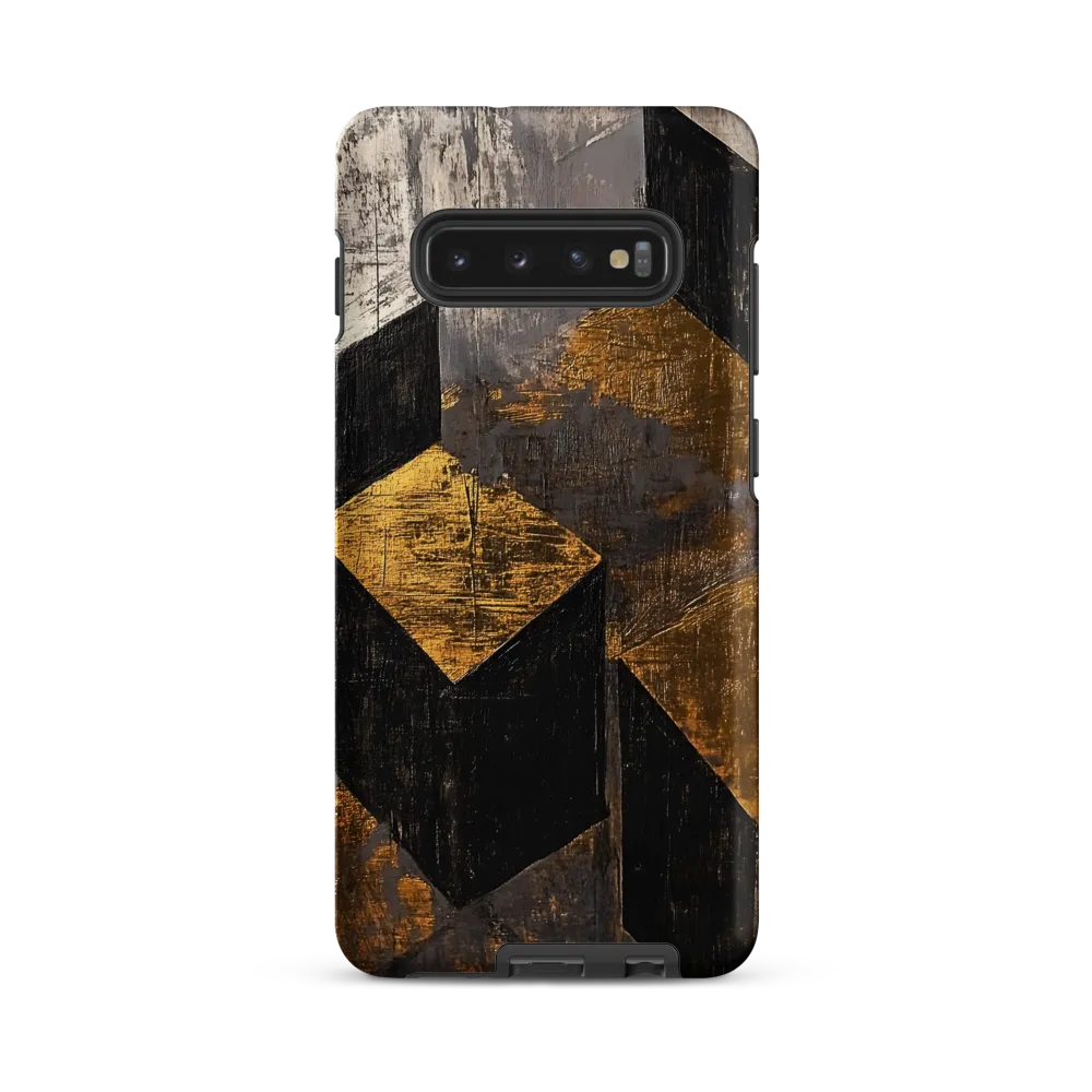 Geometric Harmony in Gold and Black | Phone Case |  S10 Plus | Tough Case | Matte