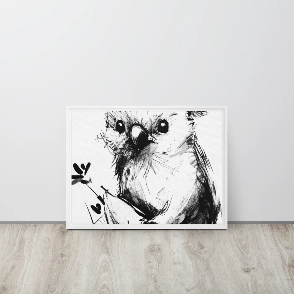 Whimsical Koala in Ink | Canvas with White Frame | 18″×24″