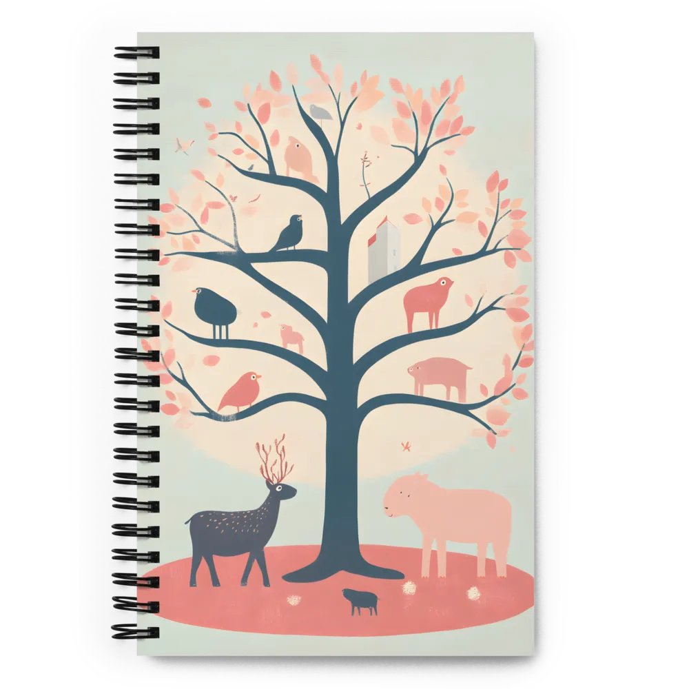 Whimsical Tree with Playful Creatures | Spiral Notebook