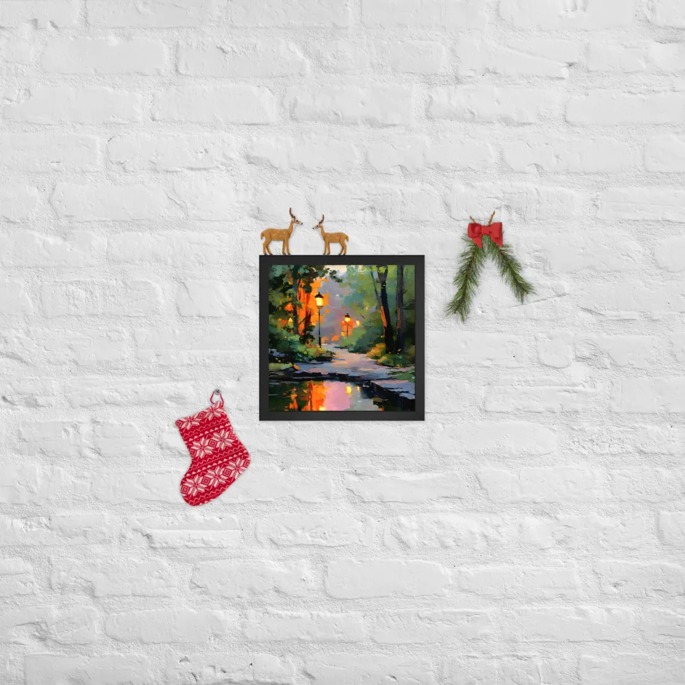 Lamplight Reflections 
 Poster with Black Frame | 12″x 12″