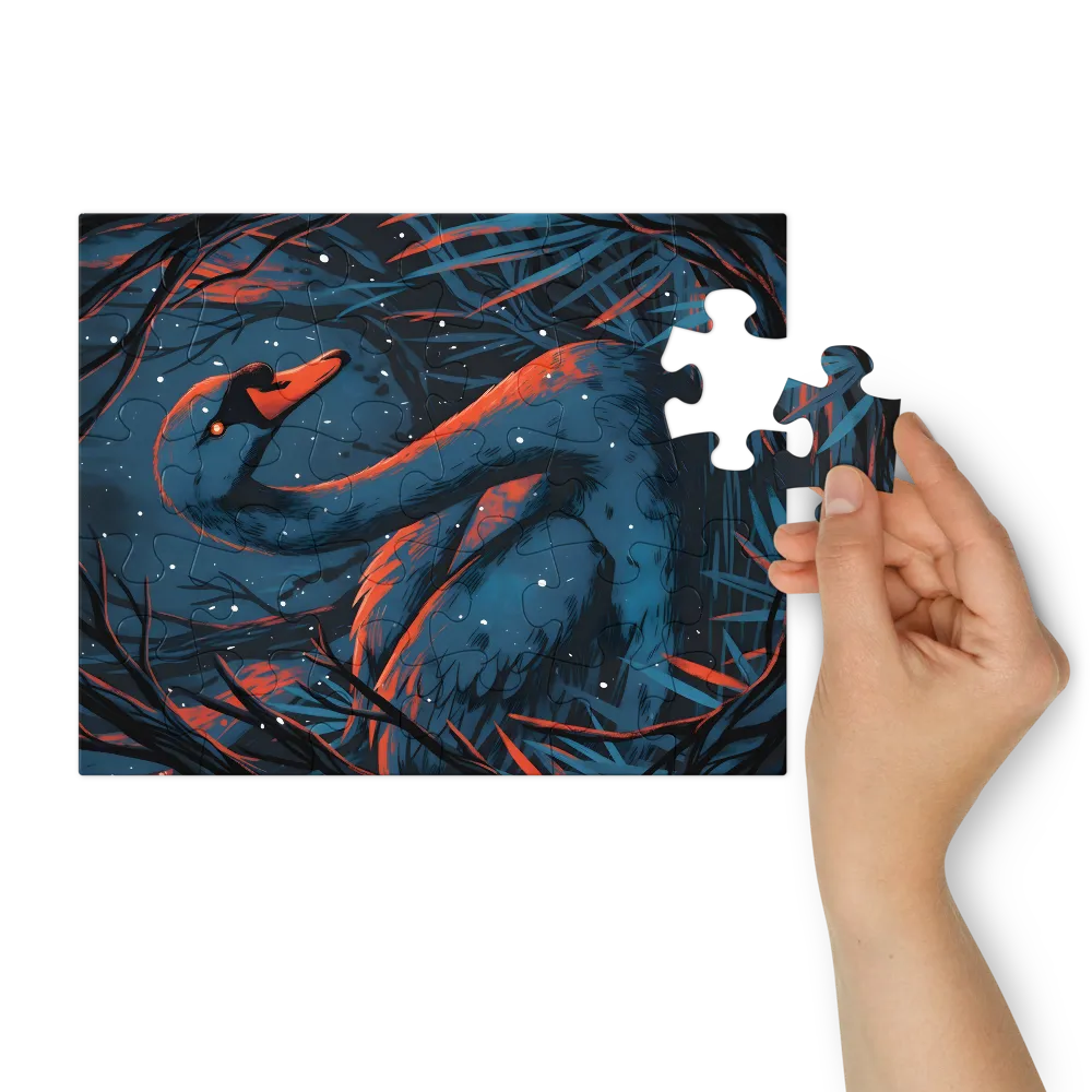 Midnight Swan 
 Jigsaw Puzzle in Tin Box