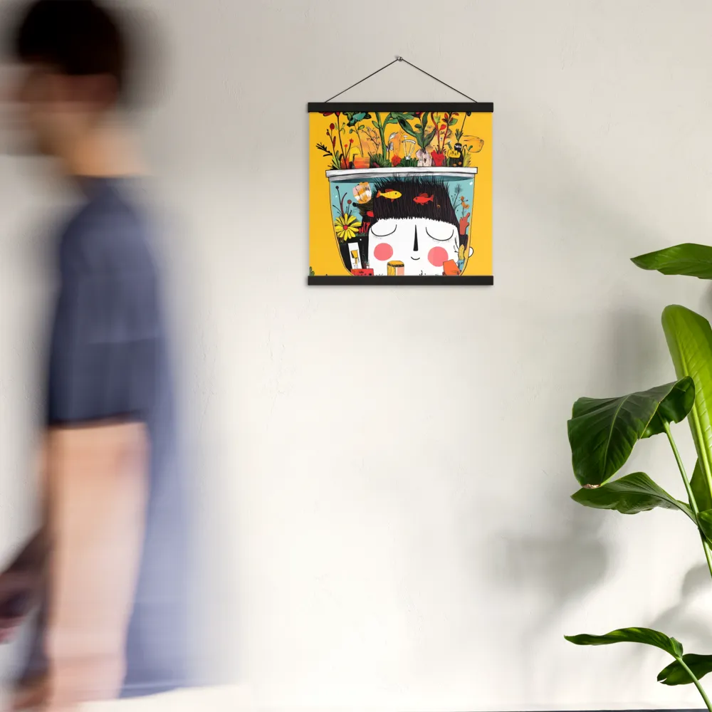 Whimsical Garden Head | Poster With Black Wood Hanger | 16″×16″