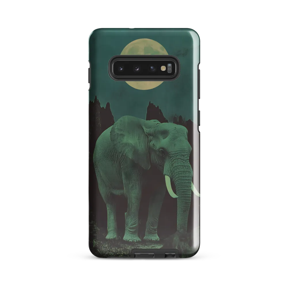 Ethereal Presence: Elephant Under a Full Moon | Phone Case |  S10 Plus | Tough Case | Glossy