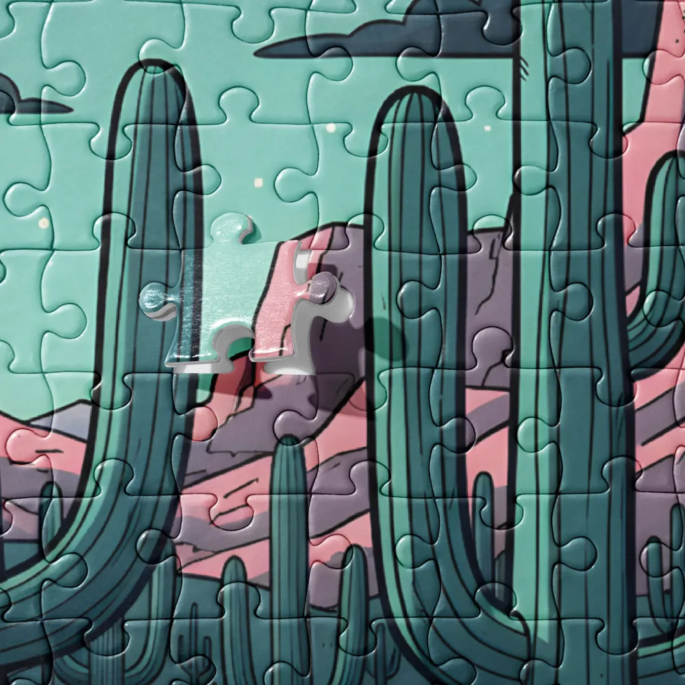 Moonlit Cactus Desert 
 Jigsaw Puzzle
