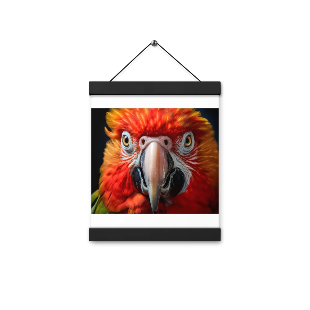 The Fiery Gaze of the Parrot | Poster With Black Wood Hanger | 8″×10″