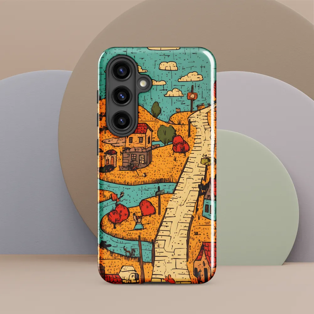 Whimsical Village Landscape | Phone Case |  S24 | Tough Case | Glossy