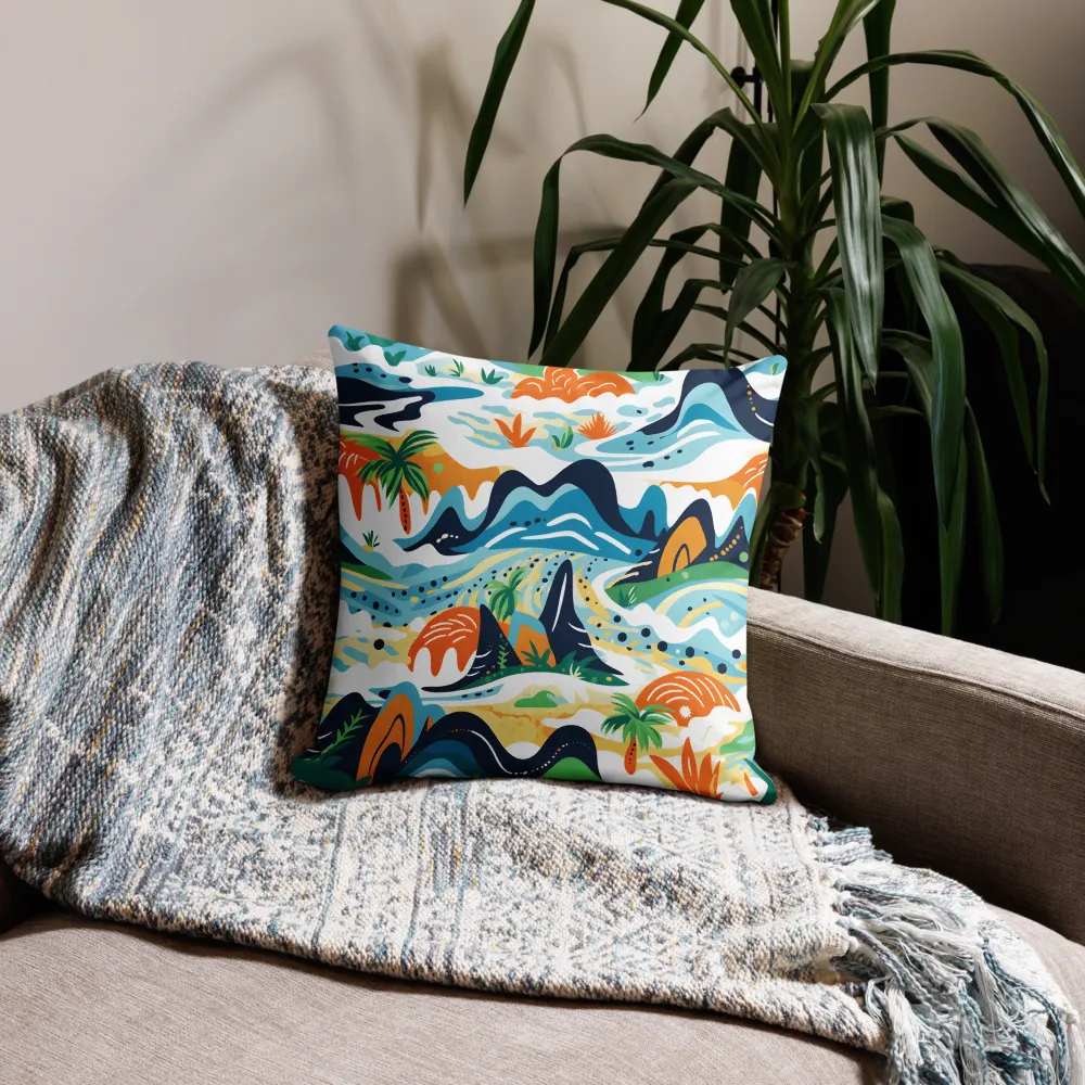 Abstract Tropical Landscape | Pillow | 18″×18″