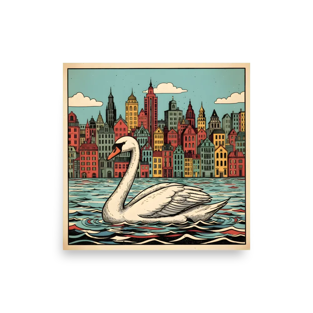 Swan in the City 
 Poster | 18″x 18″