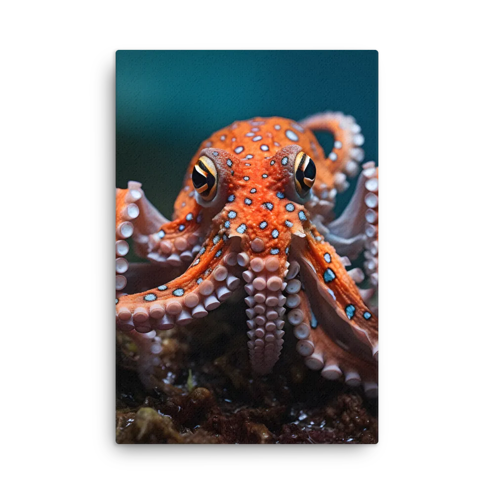 Curiosity of the Deep: The Orange Octopus | Thin Canvas | 24″×36″