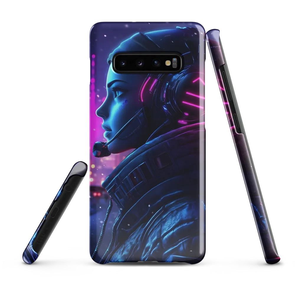 Dystopian Elegance: Cyberpunk Figure in Neon | Phone Case |  S10 Plus | Snap Case | Glossy