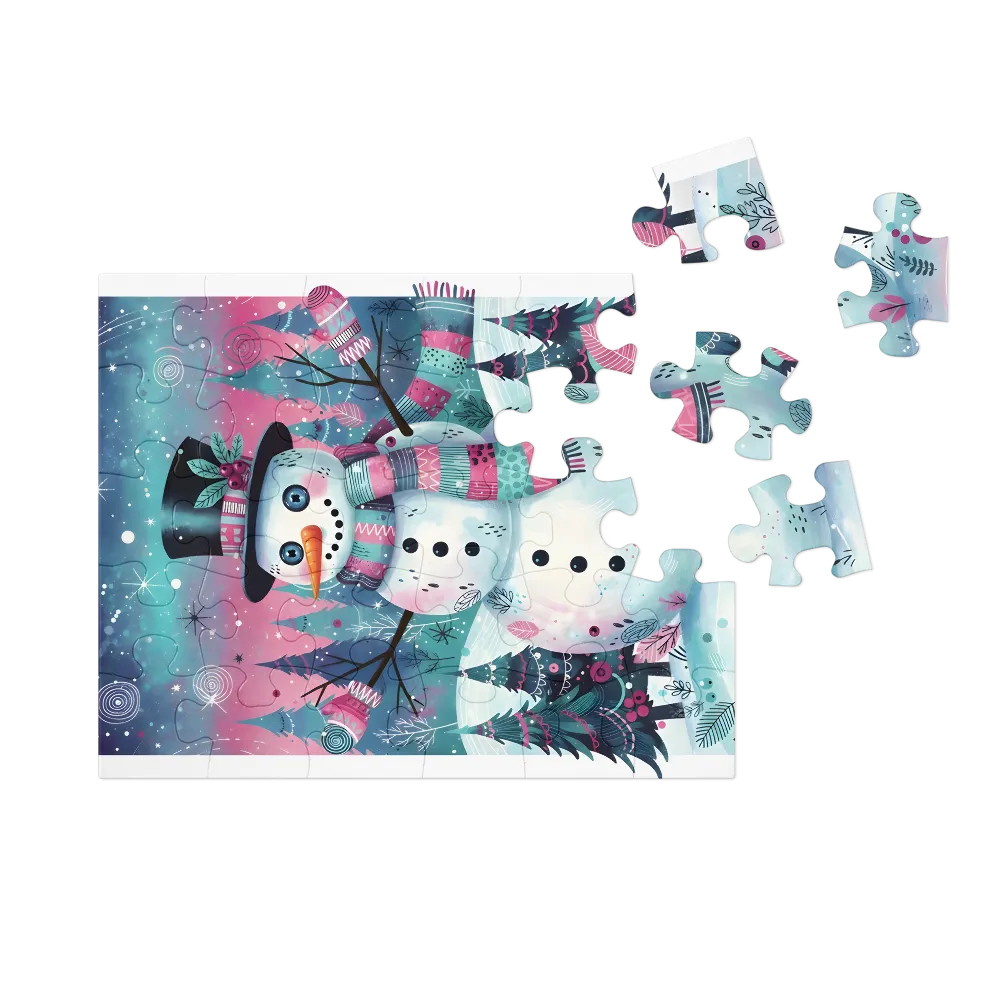 Starry Forest Snowman 
 Jigsaw Puzzle in Tin Box