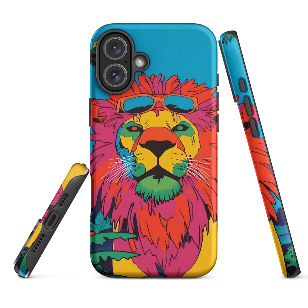 Lion with Sunglasses: A Vibrant Tropical Portrait
