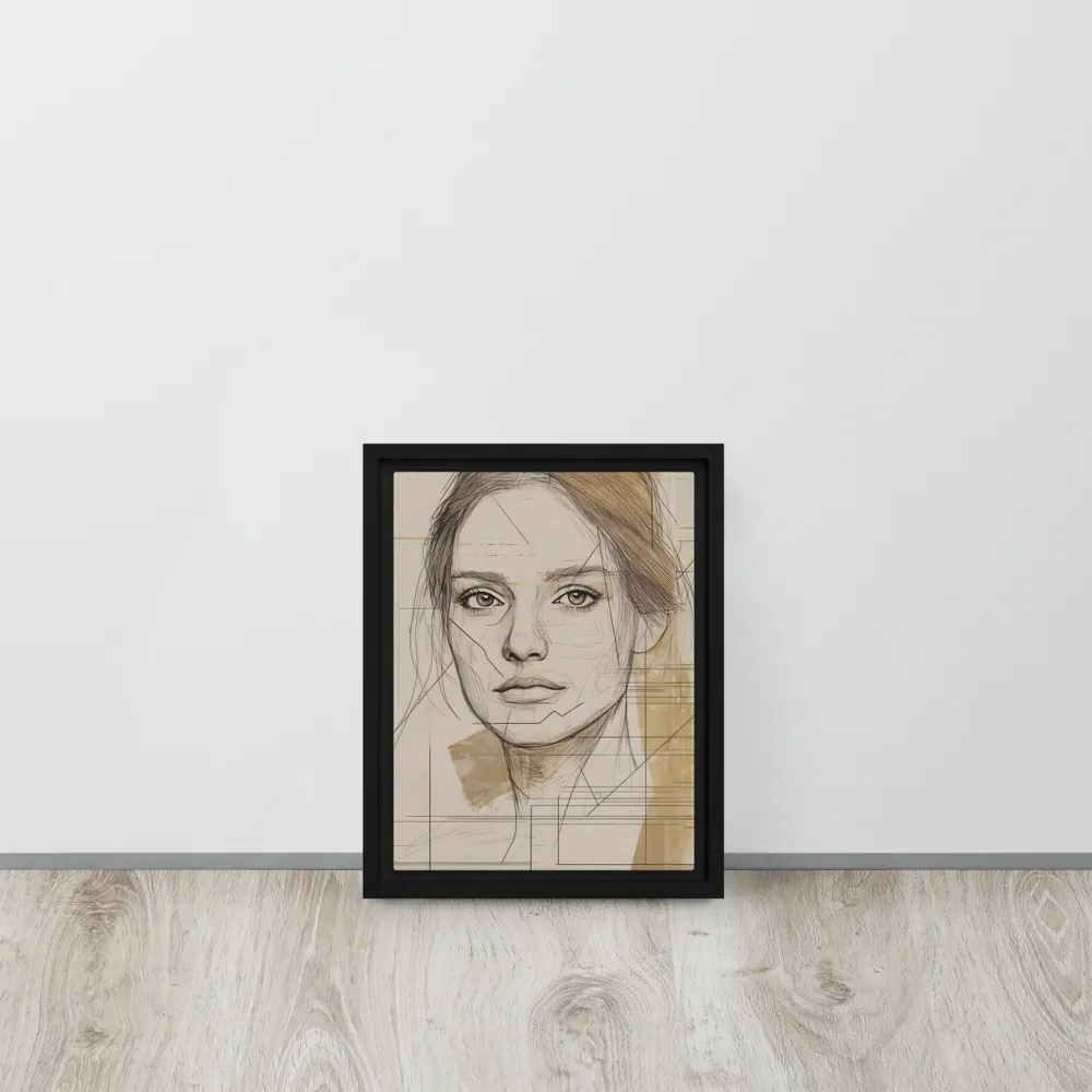 Geometric Elegance: A Modern Portrait | Canvas with Black Frame | 9″×12″