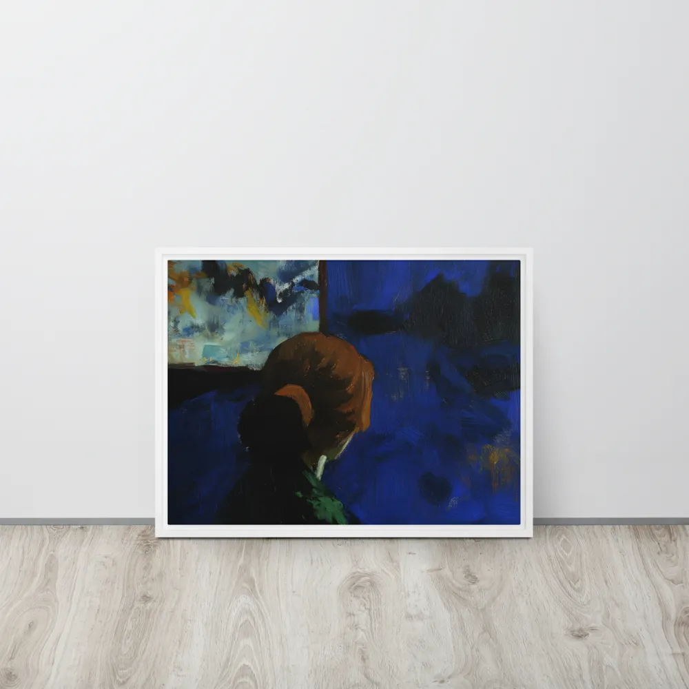 Contemplation Under the Night Sky | Canvas with White Frame | 18″×24″