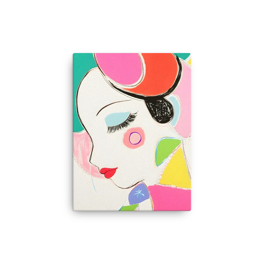 Whimsical Portrait in Colorful Abstraction | Thin Canvas | 9″×12″