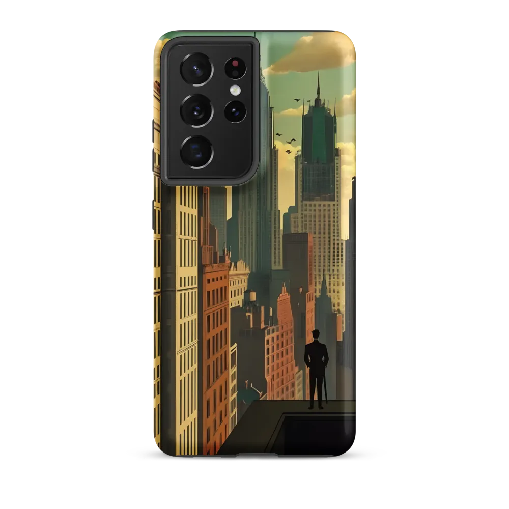 Urban Dreams: A Silhouette in Art Deco Cityscape