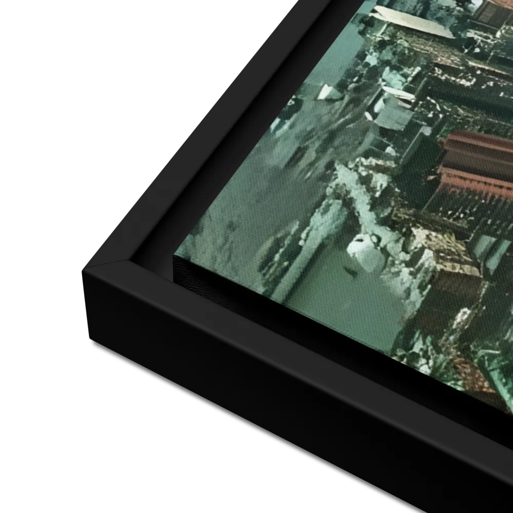 Aerial Symphony of Urban Life | Canvas with Black Frame | 24″×36″