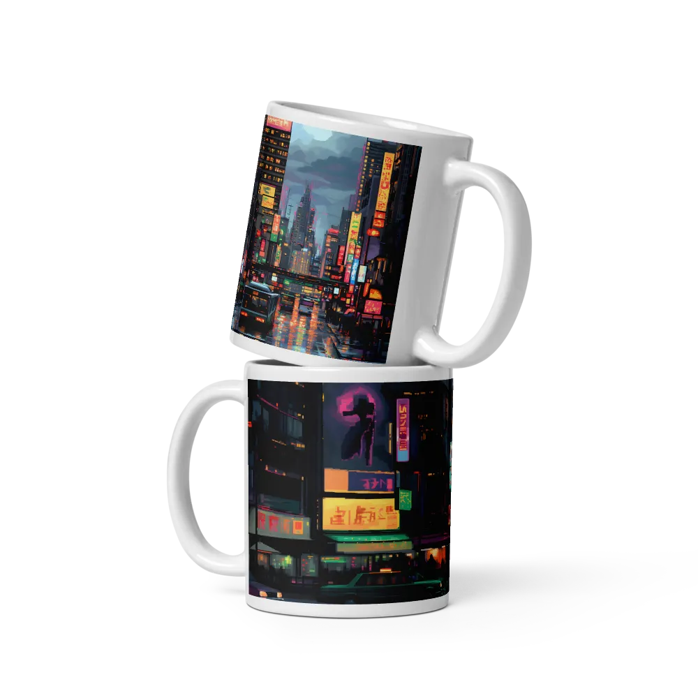 Neon Dreams: A Pixelated Urban Night | Mugs | Multiple Sizes & Colors