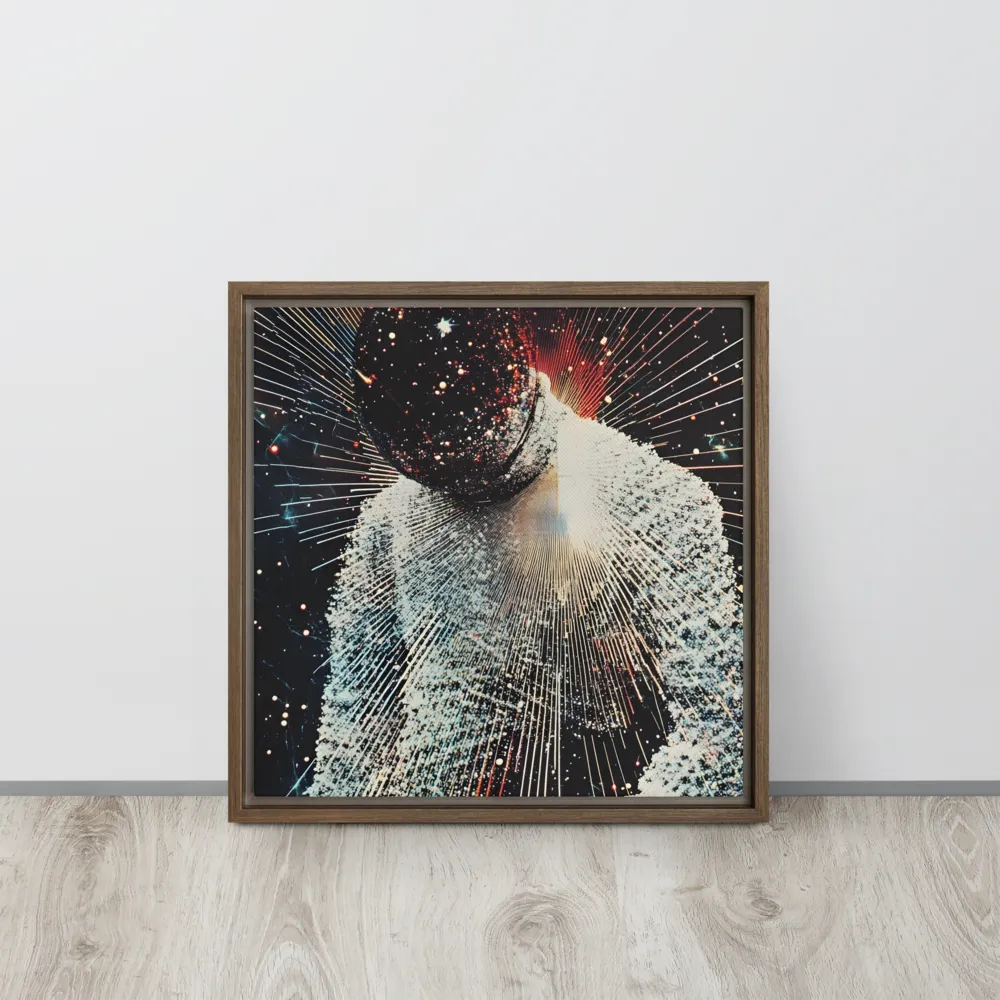 Ethereal Astronaut: A Journey Through the Cosmos | Canvas with Brown Frame | 16″×16″