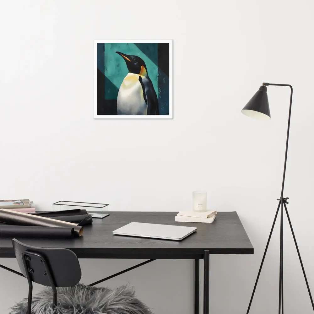 Regal Penguin 
 Poster with White Frame | 18″x 18″