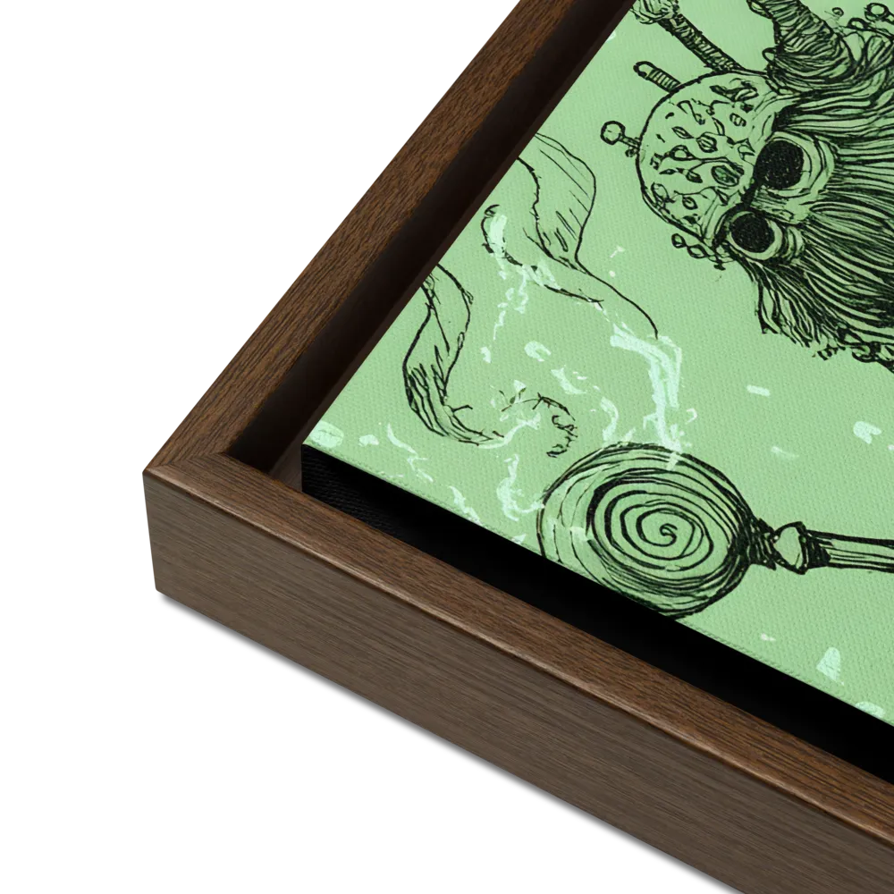 The Enigmatic Wizard | Canvas with Brown Frame | 16″×16″