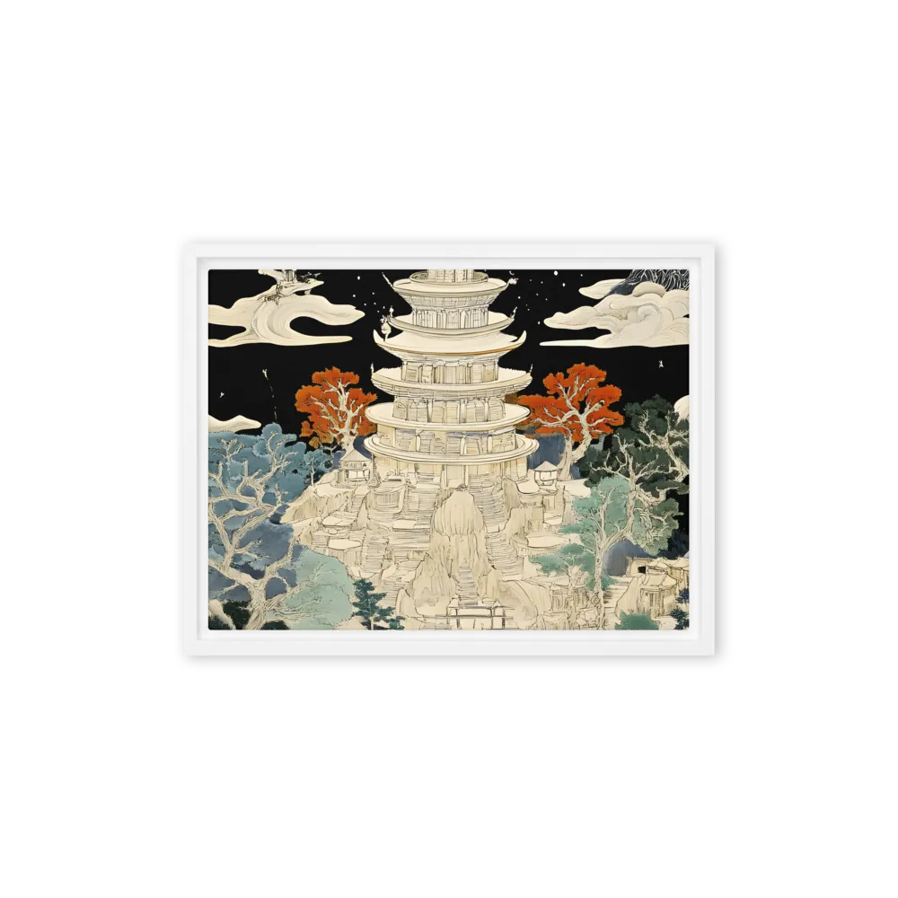 Whispers of the Pagoda | Canvas with White Frame | 12″×16″