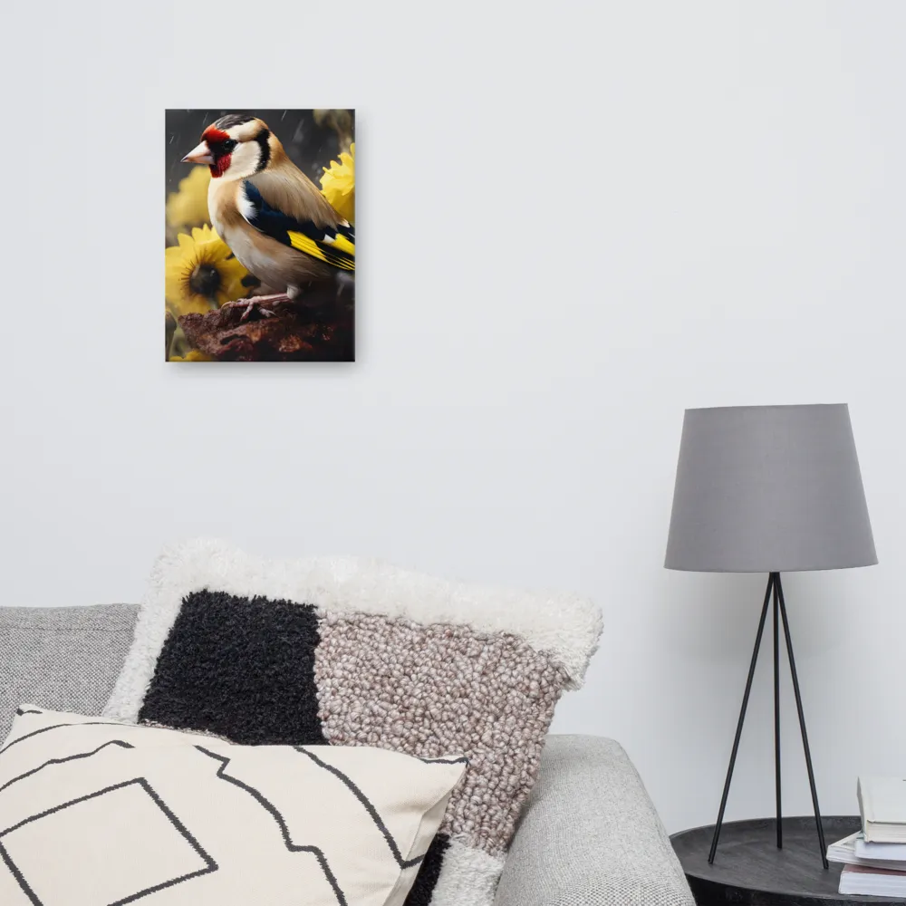 Harmony in Nature: A Goldfinch Amidst Blooms