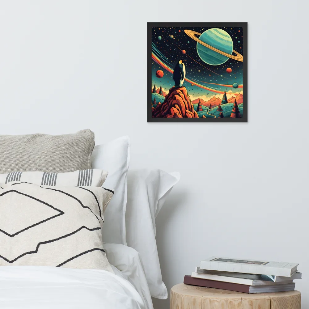 Cosmic Penguin 
 Poster with Black Frame | 16″x 16″