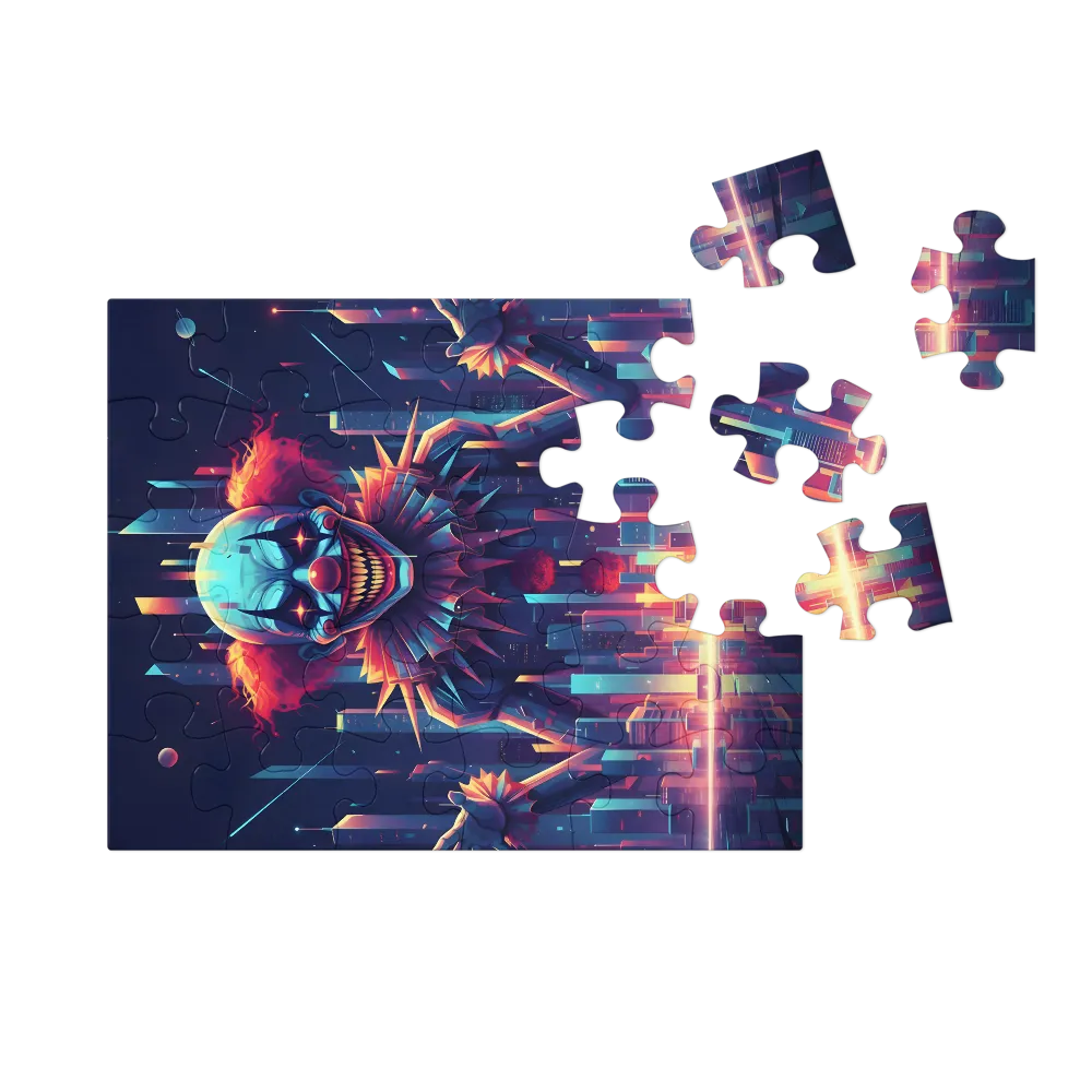 Neon Nightmare Clown 
 Jigsaw Puzzle in Tin Box