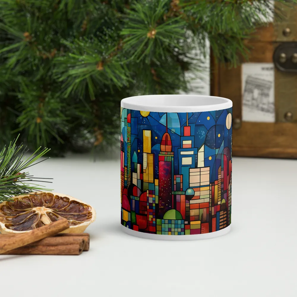 Geometric Harmony: A Vibrant Cityscape | Mugs | Multiple Sizes & Colors