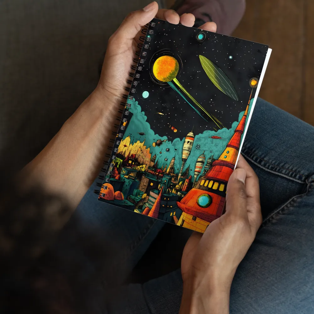 Galactic Cityscape: A Journey Through Imagination | Spiral Notebook