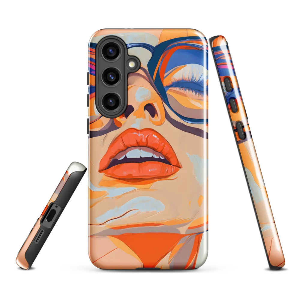 Closed-Eye Portrait in Orange and Blue