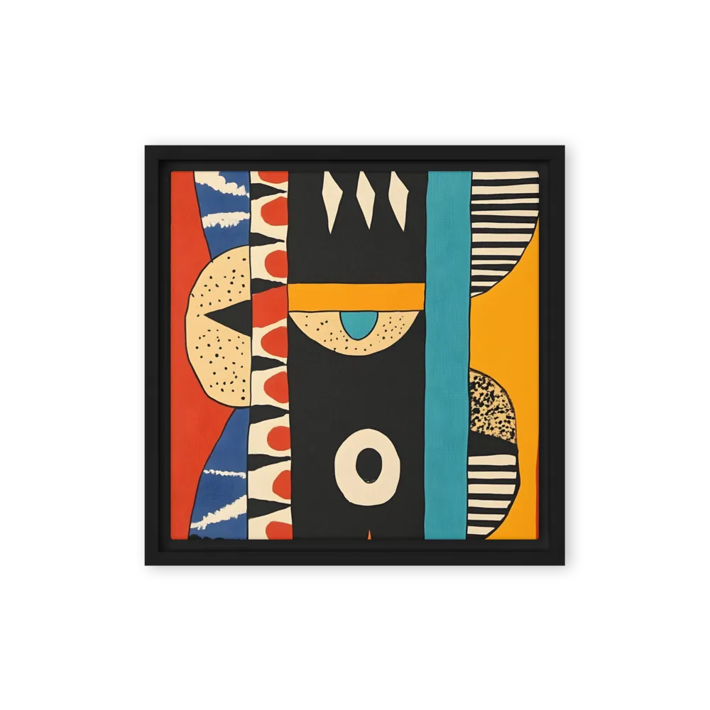 Playful Geometry: A Modern Abstract Exploration | Canvas with Black Frame | 12″×12″