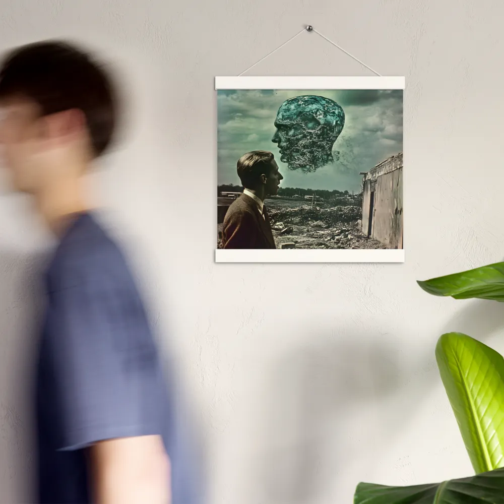 Ethereal Reflections: Identity in a Fragmented World | Poster With White Wood Hanger | 12″×12″