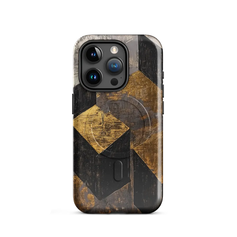 Geometric Harmony in Gold and Black | Phone Case |  15 Pro | MagSafe® Tough Case | Glossy