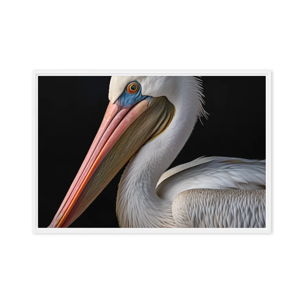 Elegance in White: The Pelican | Canvas with White Frame | 20″×30″