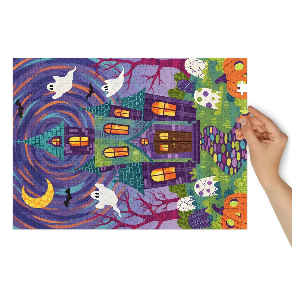 Whimsical Haunted Mansion 
 Jigsaw Puzzle in Tin Box