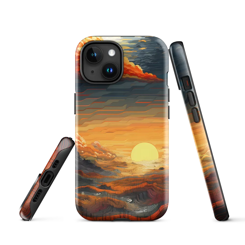 Ethereal Sunset: A Serene Landscape in Flowing Forms | Phone Case |  15 | Tough Case | Glossy