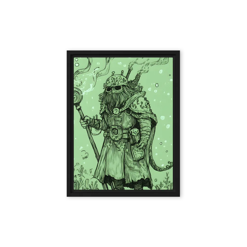 The Enigmatic Wizard | Canvas with Black Frame | 9″×12″