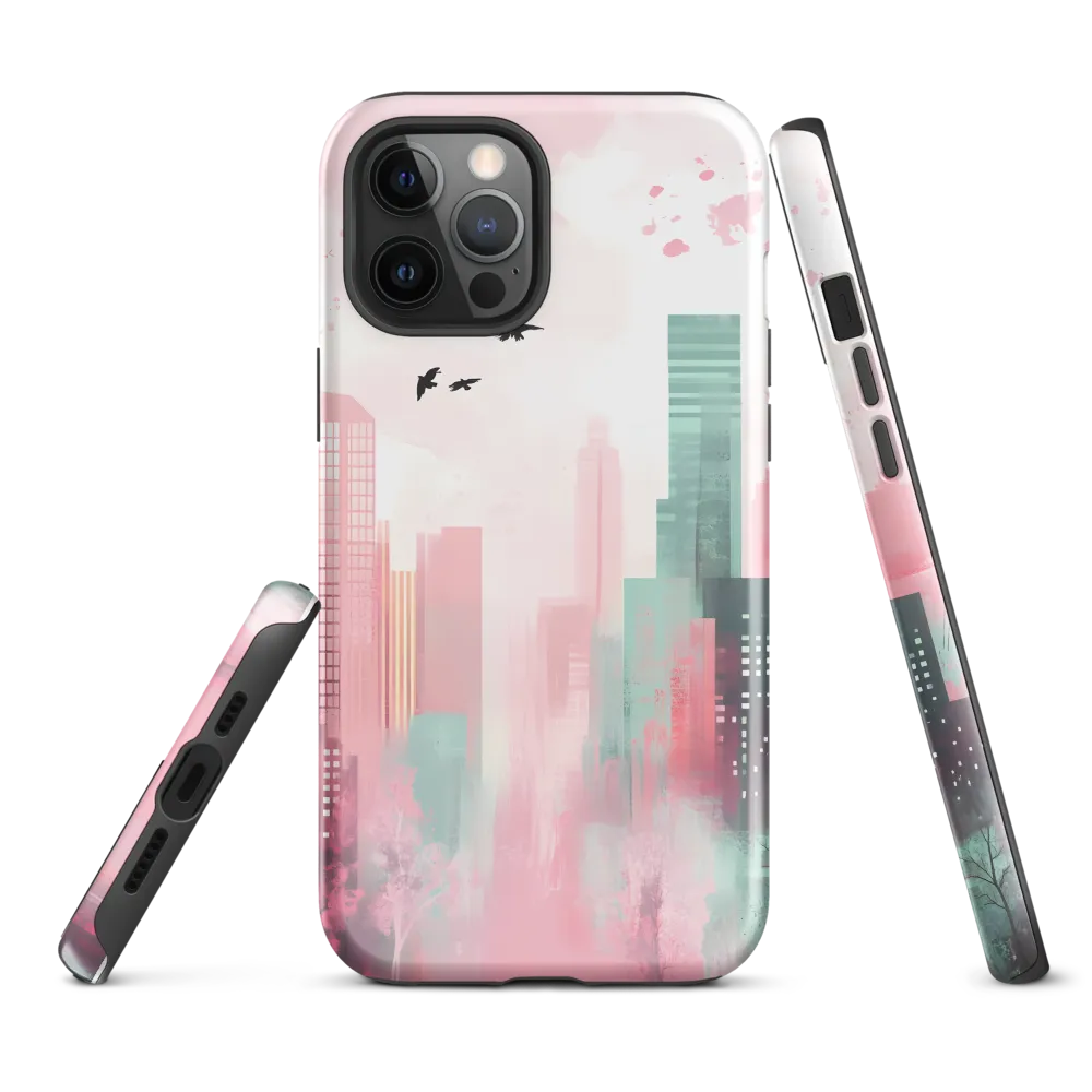 Dreamy Cityscape in Pink and Cyan