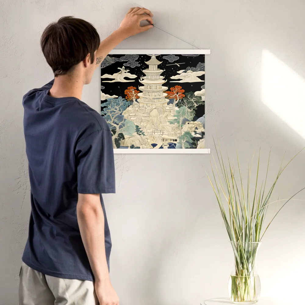 Whispers of the Pagoda | Poster With White Wood Hanger | 18″×18″