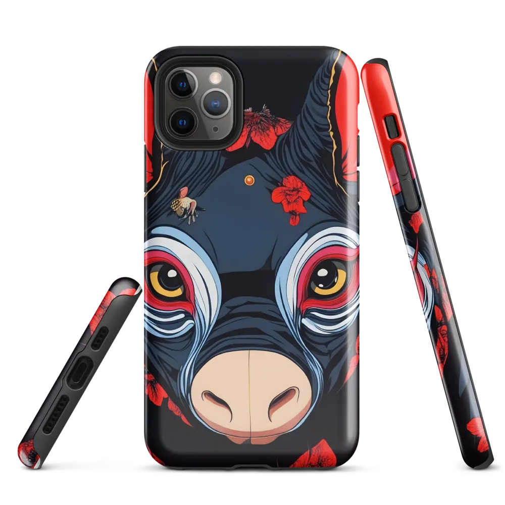 Mystical Bull with Floral Motifs | Phone Case |  11 Pro Max | Tough Case | Glossy