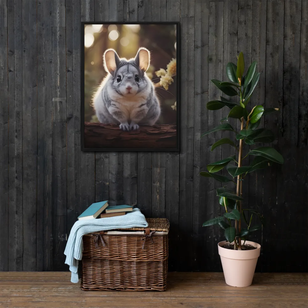 Curious Chinchilla in the Forest | Canvas with Black Frame | 24″×32″