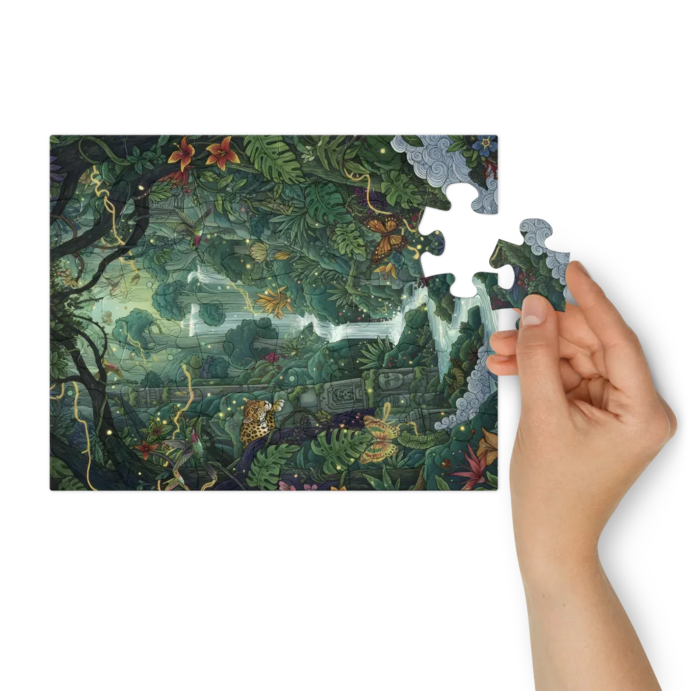 Enchanted Jungle Falls 
 Jigsaw Puzzle in Tin Box