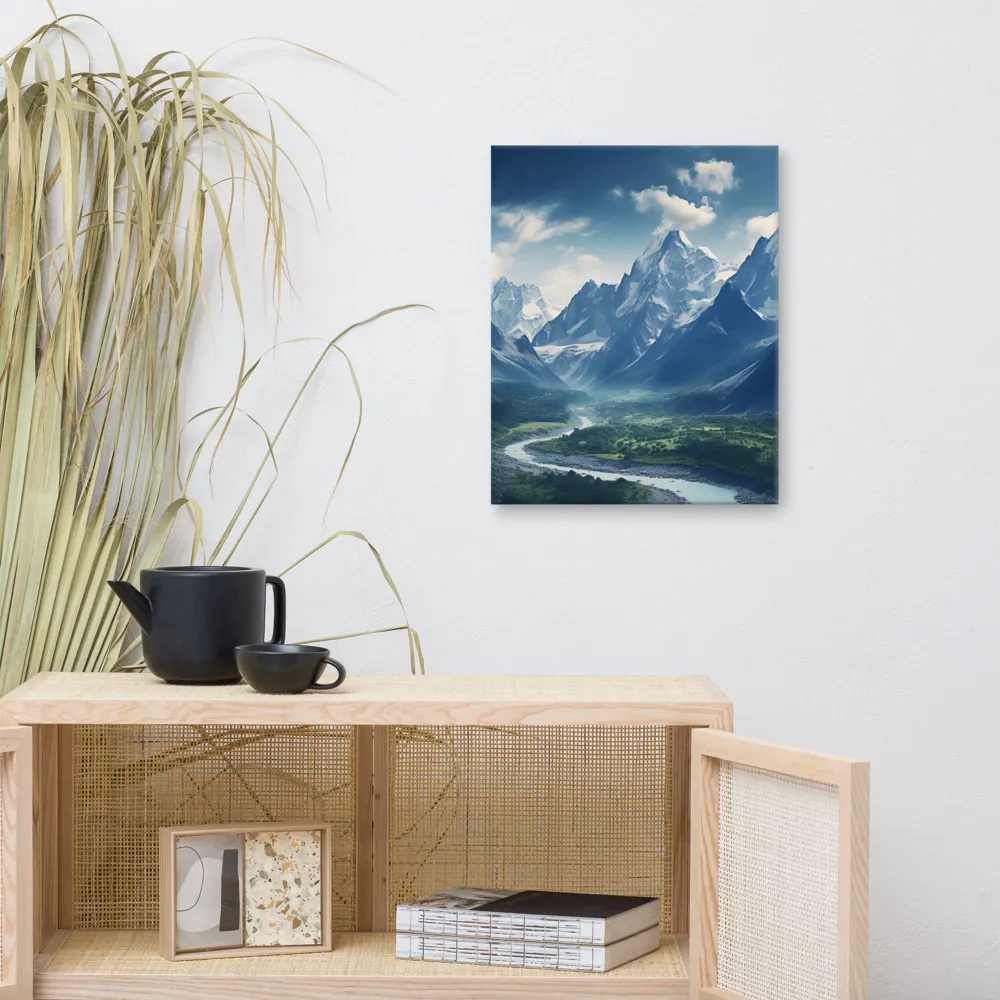 Majestic Serenity: A Landscape of Mountains and Rivers | Canvas | 16″×20″