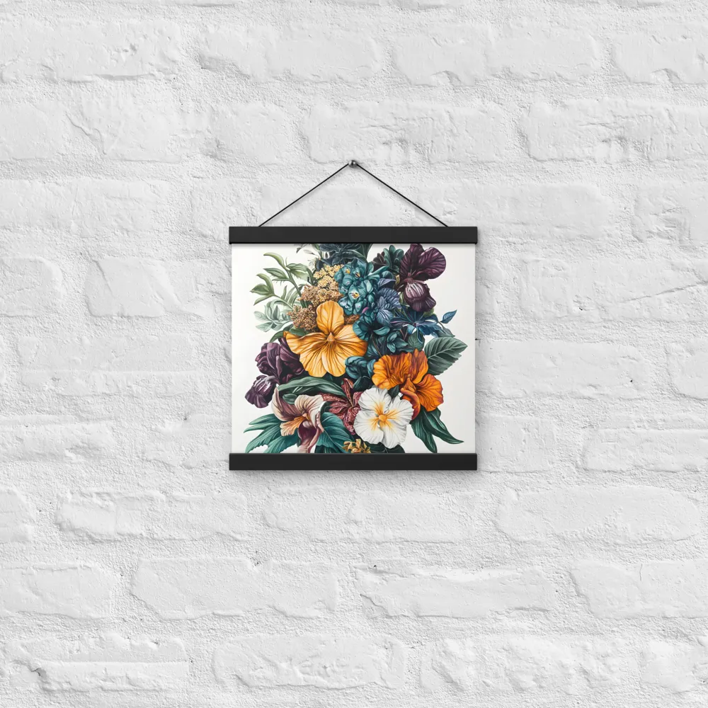Floral Symphony | Poster With Black Wood Hanger | 12″×12″