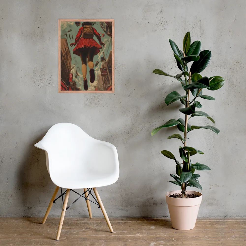 Flight of the Urban Dreamer | Poster with Red oak Frame | 18″×24″